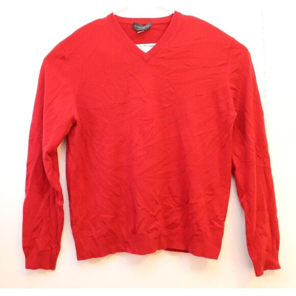 Banana Republic Sweater Mens Medium Red Pullover‎ V Neck 100% Cashmere - Picture 1 of 7